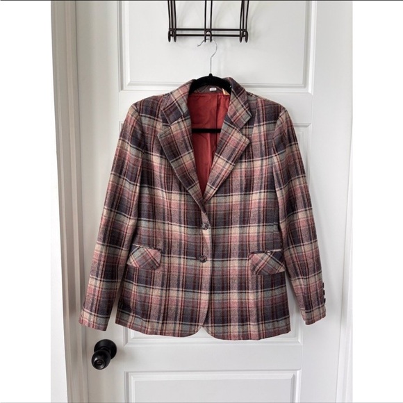 Vintage Plaid Blazer and Skirt Set - Picture 2 of 5